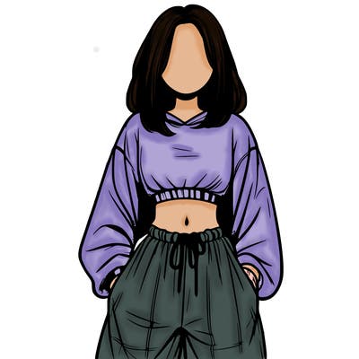 realistic girl faceless with baggy pants and a crop top