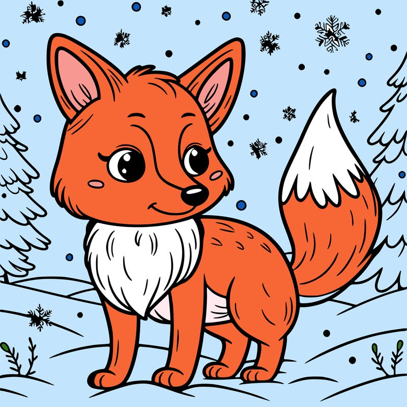 a fox in the snow
