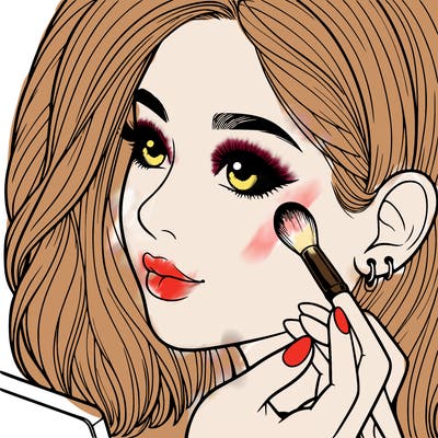 a realistic girl doing her makeup