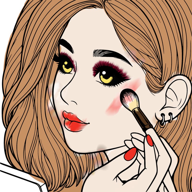 a realistic girl doing her makeup