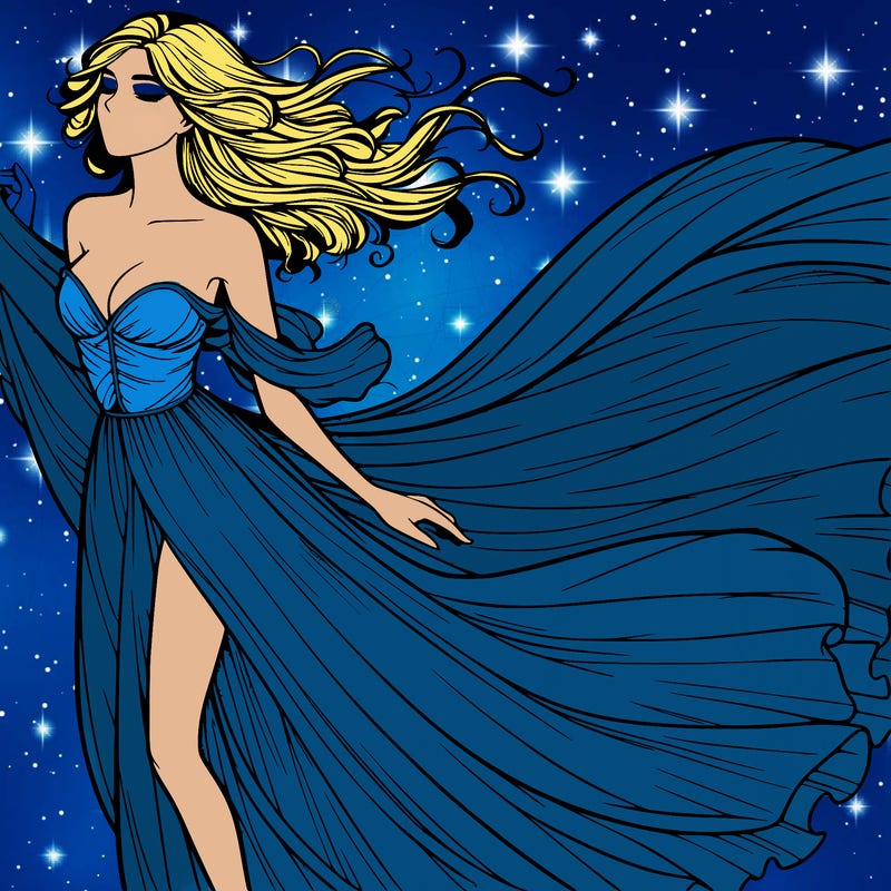 realistic woman in dress flowing the the wind