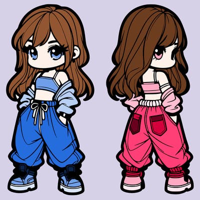 girl in crop top and baggy pants