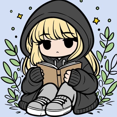 girl in oversized hoodie reading a book