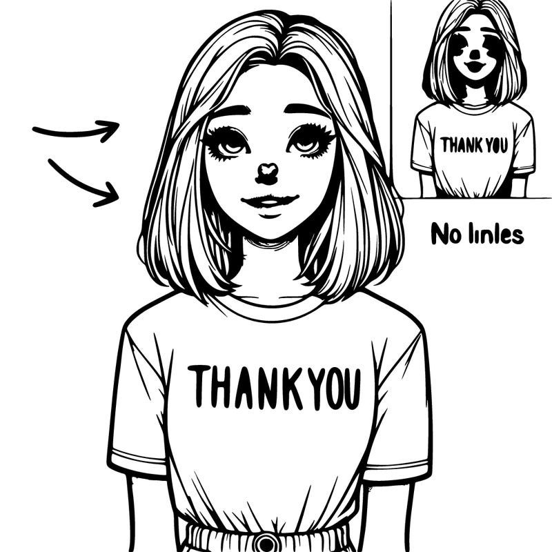 pretty realistic girl with thank you t-shirt
