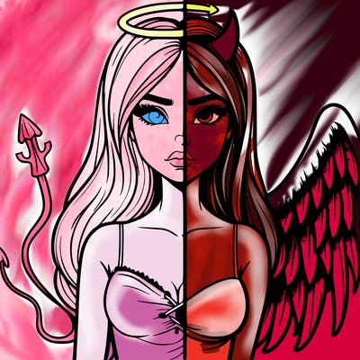 devil vs angel realistic girl