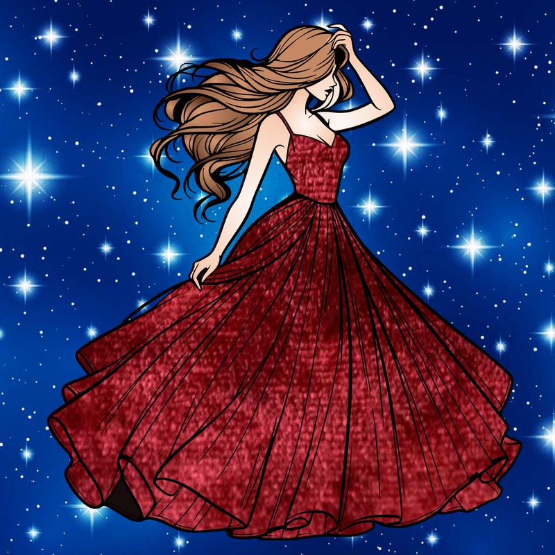 realistic woman with dress flowing in the wind