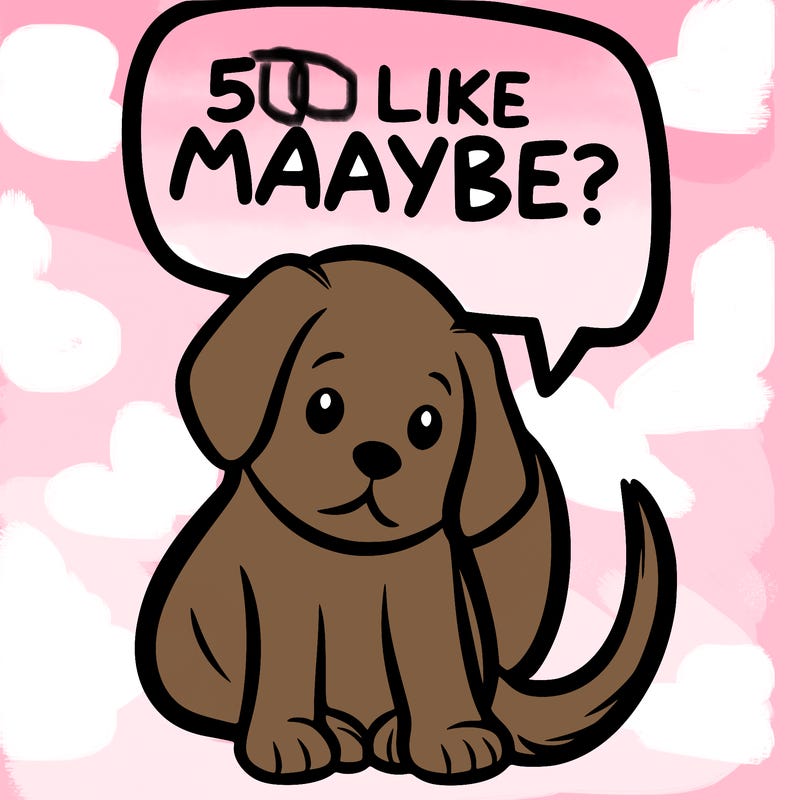 a puppy that says 5 like maybe