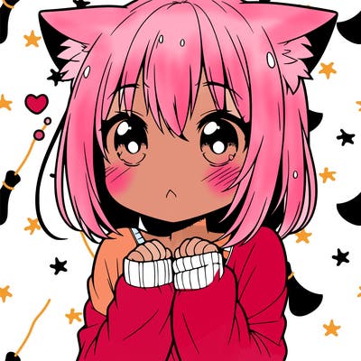 shy anime catgirl