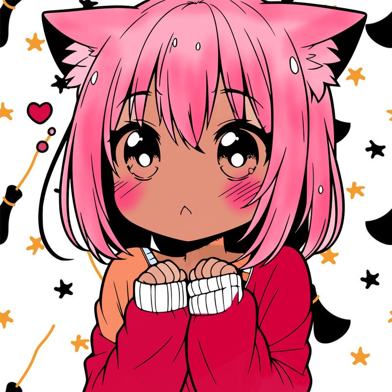 shy anime catgirl