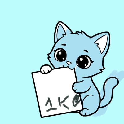 a small cat with a blank sheet of paper in its hand. the cat is sooooooo cute!