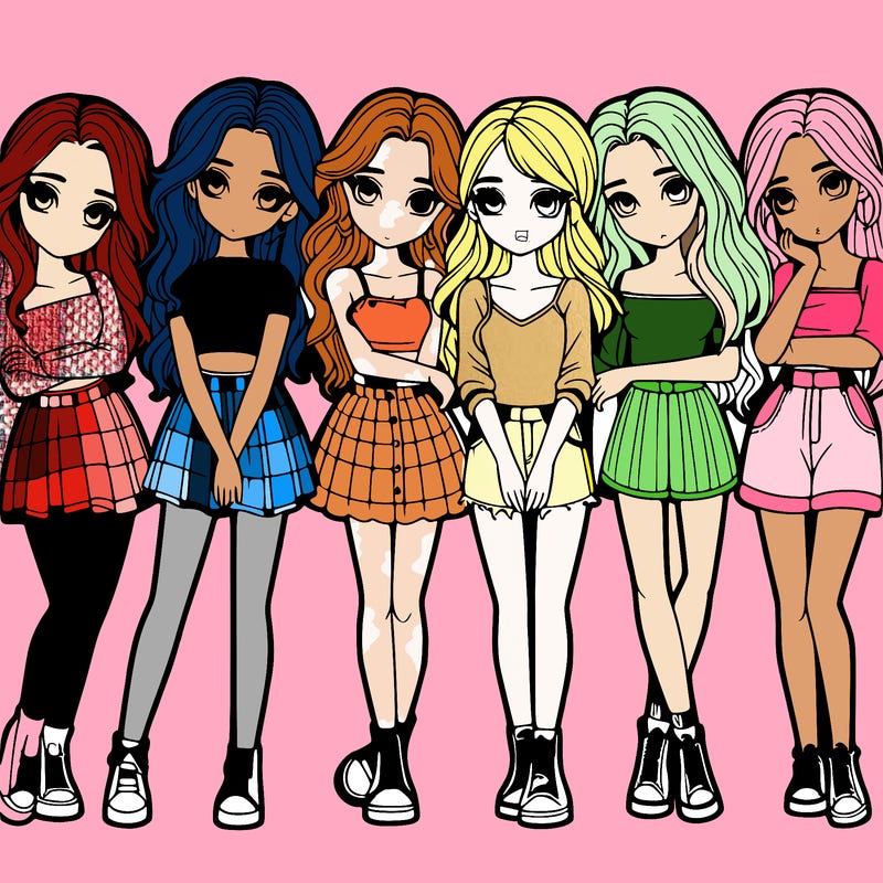 a group of girls realistic