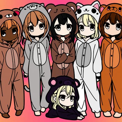 a group of girls in cute animal onsies