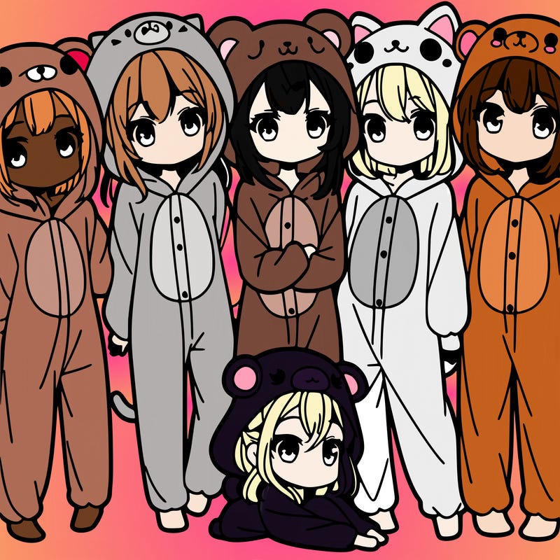 a group of girls in cute animal onsies