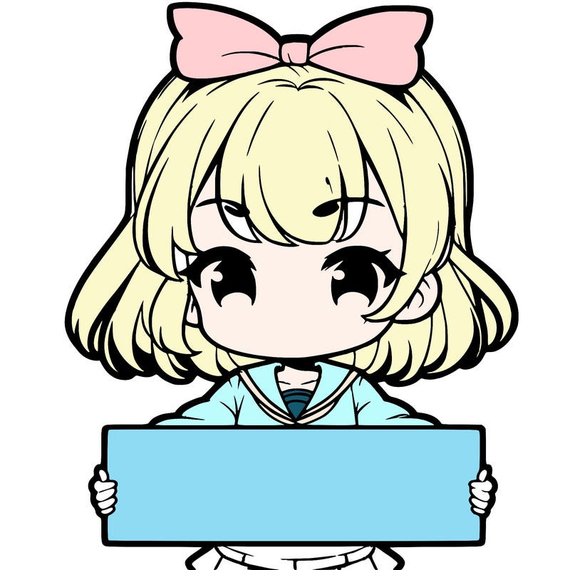 cute anime girl holding a sign