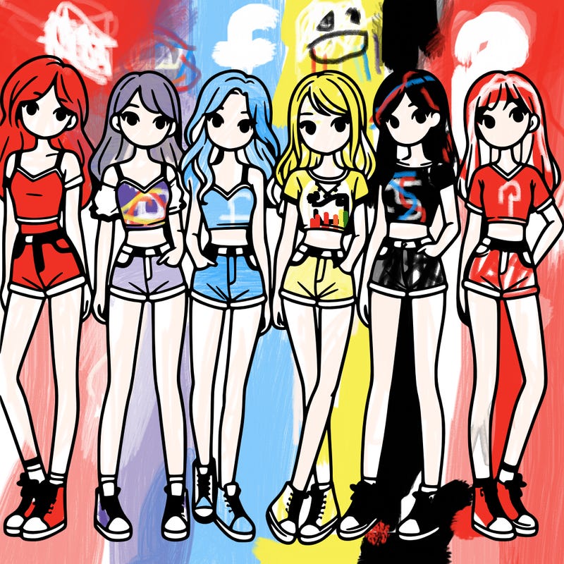 a group of girls wearing crop tops and shorts