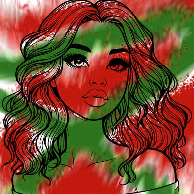 realistic girl with wavy hair and lips