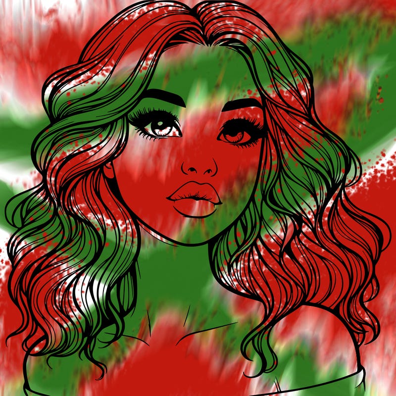 realistic girl with wavy hair and lips