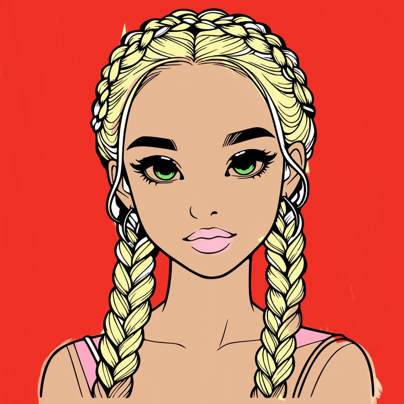 realistic girl with braids