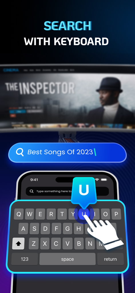Remote for Samsung TV. - Funzionalità tastiera dello smartphone per la ricerca di contenuti su una TV Samsung