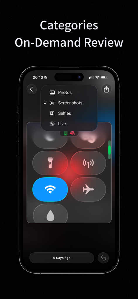Linger muestra la selección de categorías de fotos para limpiar y revisar imágenes.