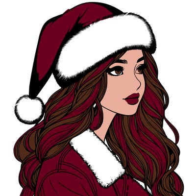 realistic girl in santa hat