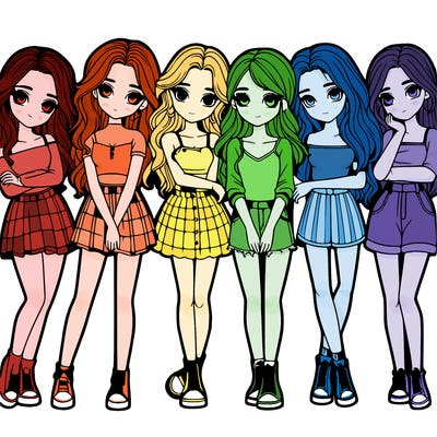 a group of girls realistic