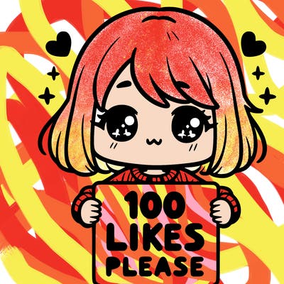 cute girl holding a sign saying 100 likes please
