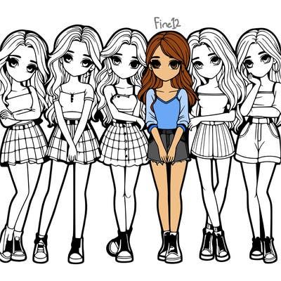 a group of girls realistic