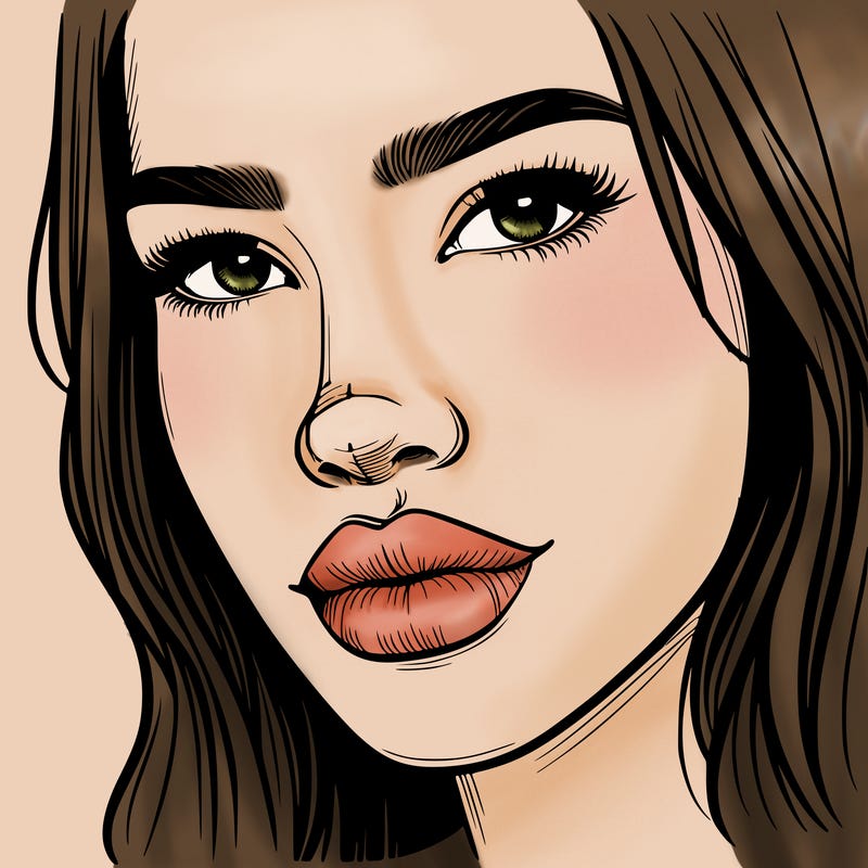 realistic woman with lips and nose