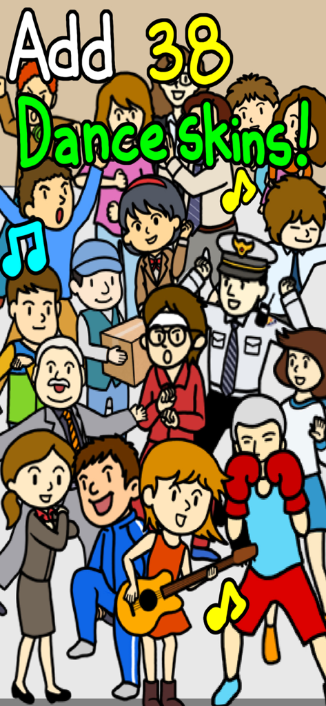 A group of diverse cartoon characters showcasing new dance skins in Beggar Life 2