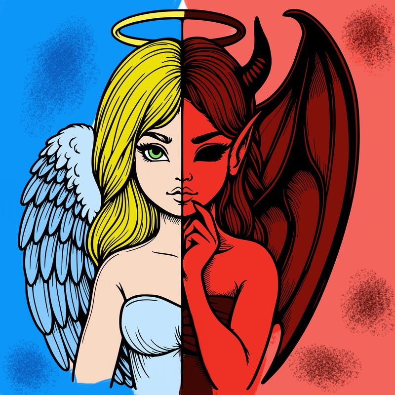 realistic angel half demon