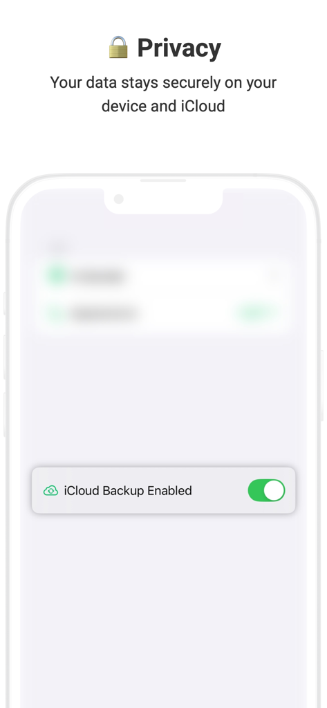 Schermata delle impostazioni di privacy dell'app Trac con l'opzione di backup iCloud attivata