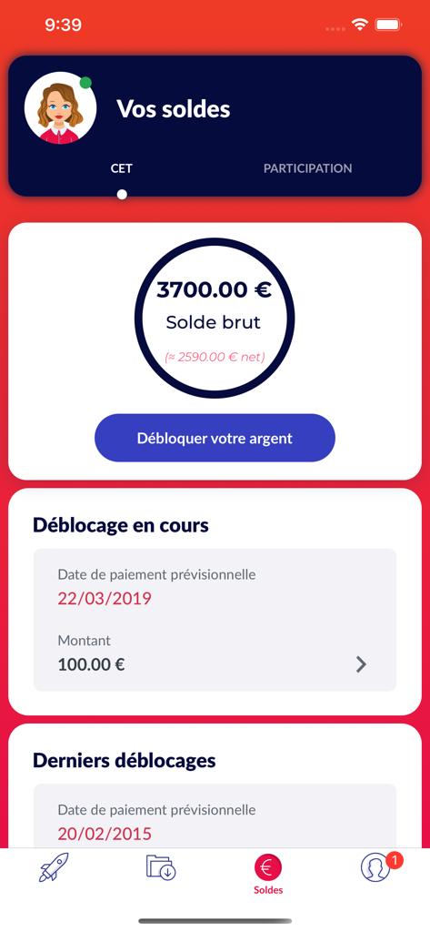 Supplayer - Dashboard of the Supplayer app showing earnings and fund unlocking status