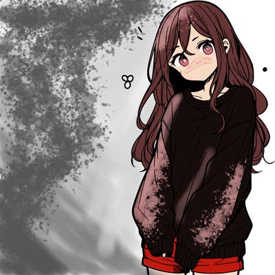 manga teen girl  in a sweater and baggy pants