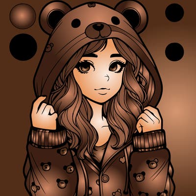 realistic girl in a animal pjs hoodie