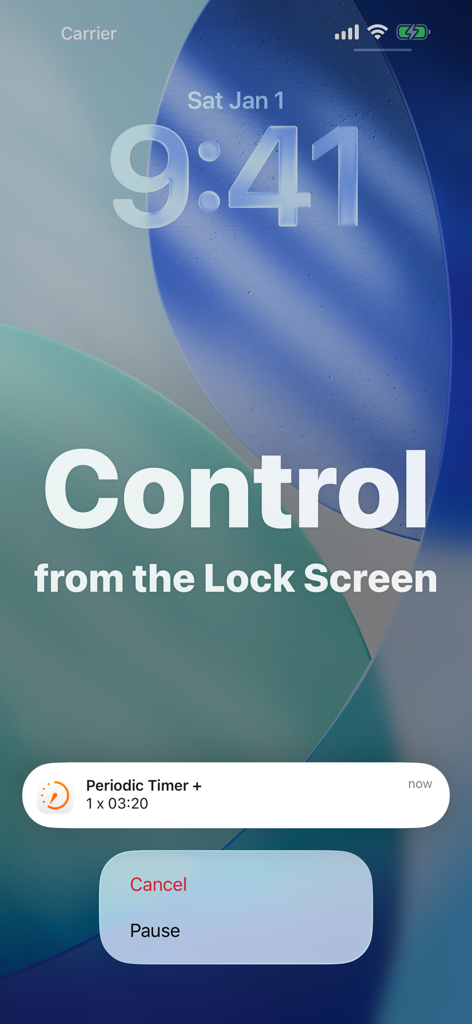 Periodic Timer + - Periodic Timer Plus Benachrichtigung mit Pausen- und Abbruchoptionen auf dem Sperrbildschirm