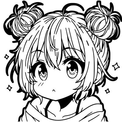 a manga girl with messy small buns
