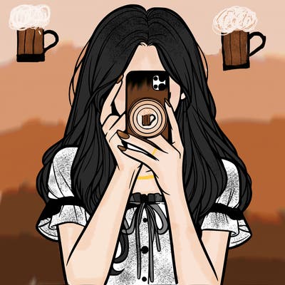 a realistic girl holding her phone taking pictures