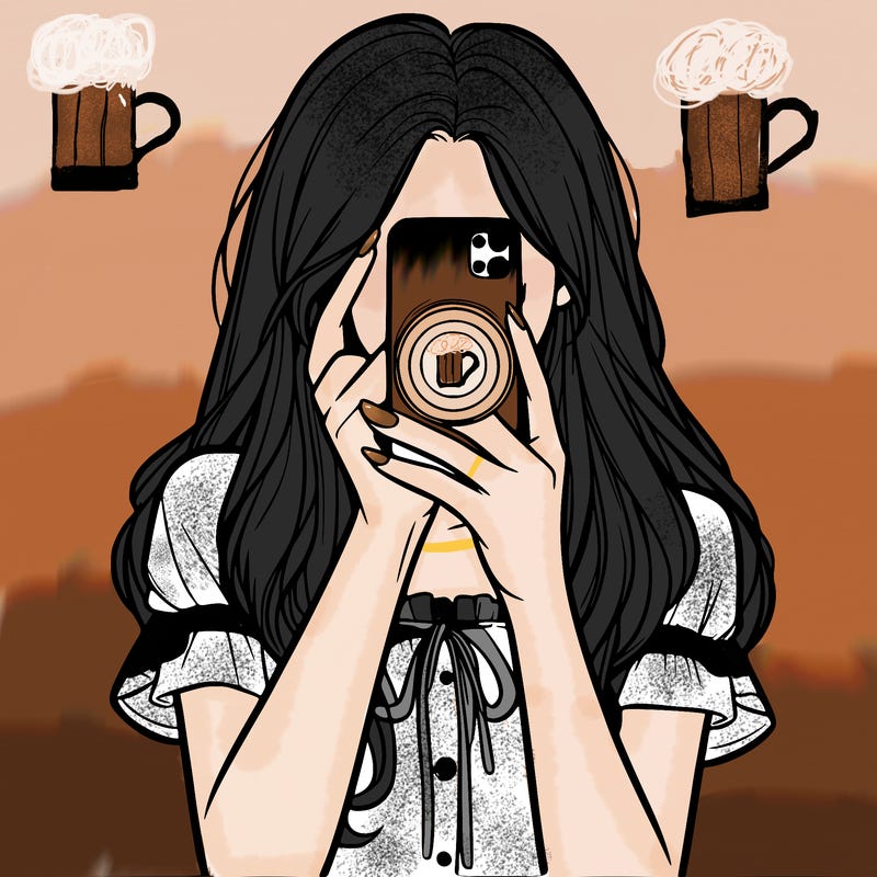 a realistic girl holding her phone taking pictures
