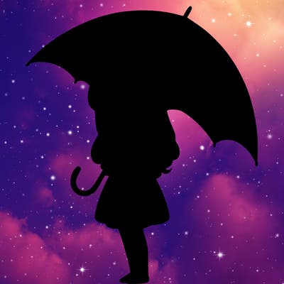 lonely girl holding black umbrella