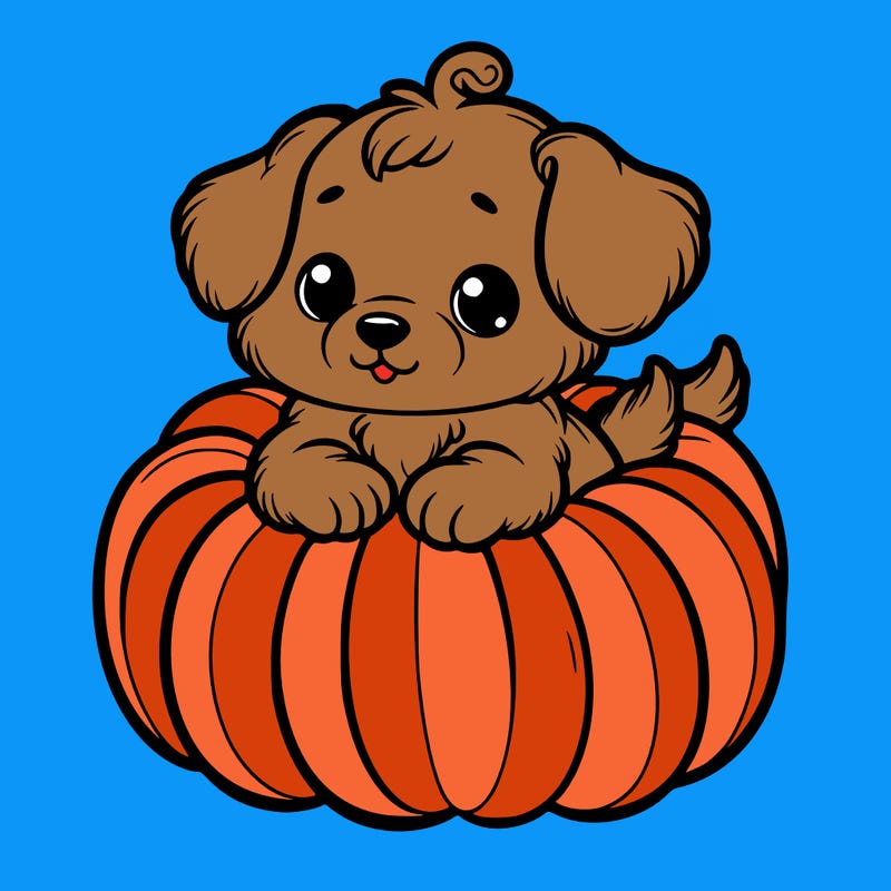 cute little puppy in a pumpkin