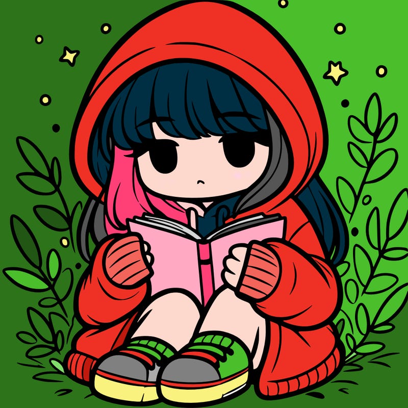 girl in oversized hoodie reading a book