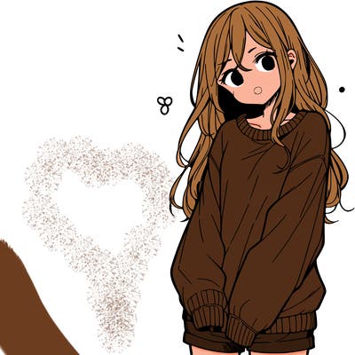 manga teen girl  in a sweater and baggy pants