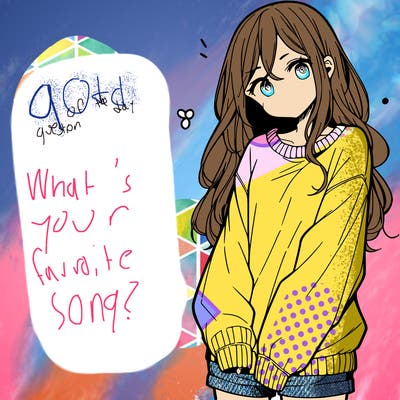 manga teen girl  in a sweater and baggy pants