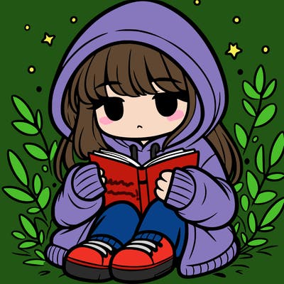 girl in oversized hoodie reading a book