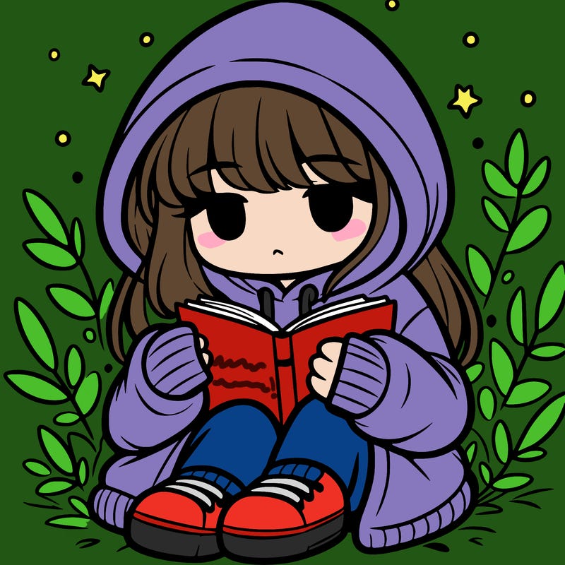 girl in oversized hoodie reading a book