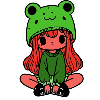 a girl wearing a frog hat and some frog socks