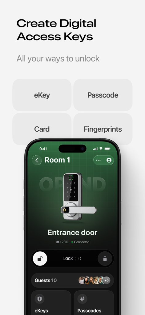 Smart Lock for ttlock - Interface for creating digital access keys including eKeys and passcodes in the Smart Lock for TTLock app.