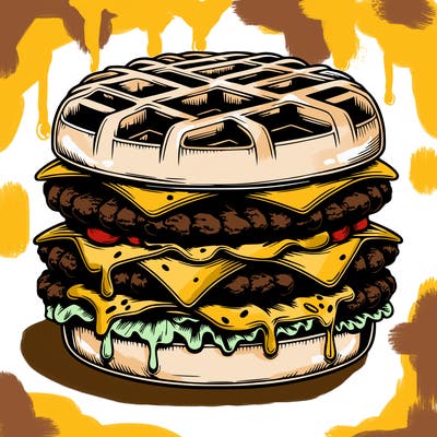 realistic waffle burger