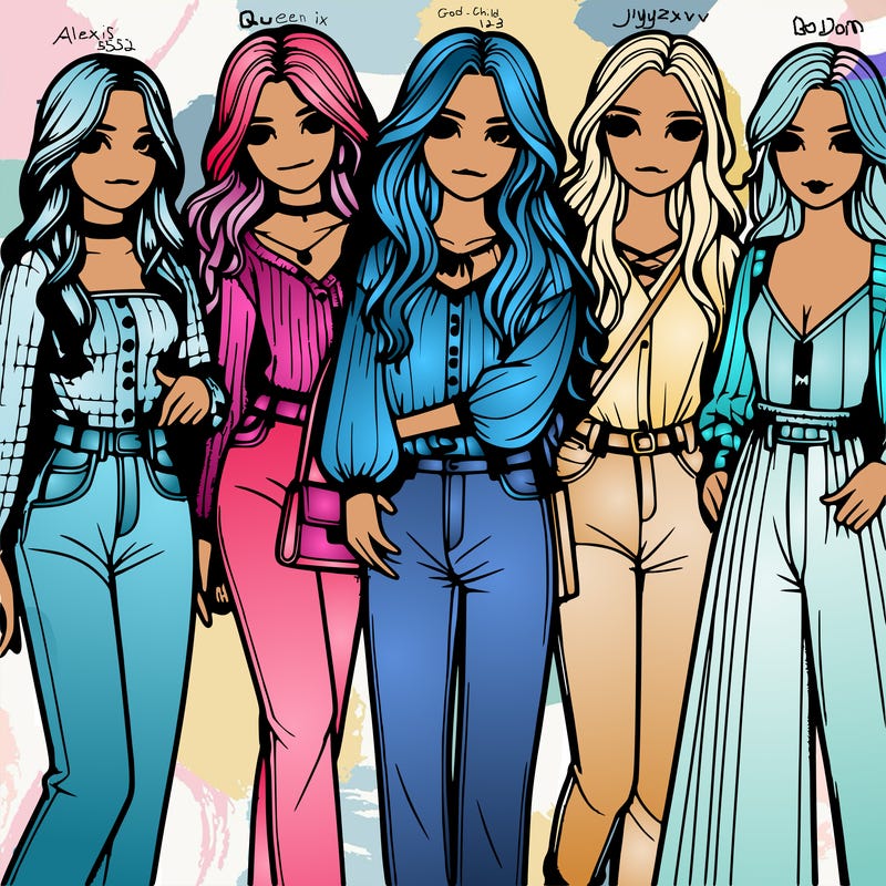 a group of girls realistic